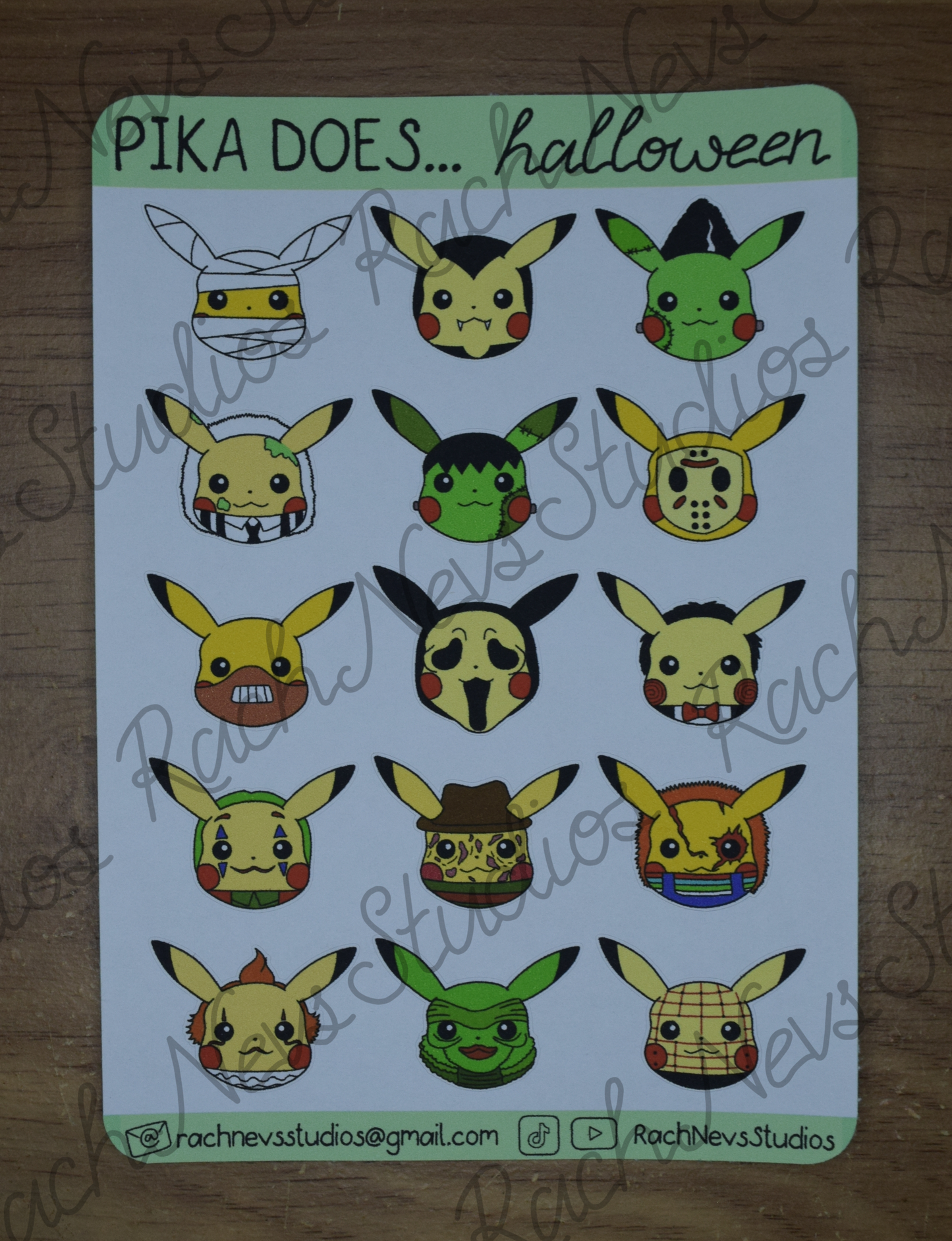 Pika Does...Halloween A6 Matte Paper Sticker Sheet