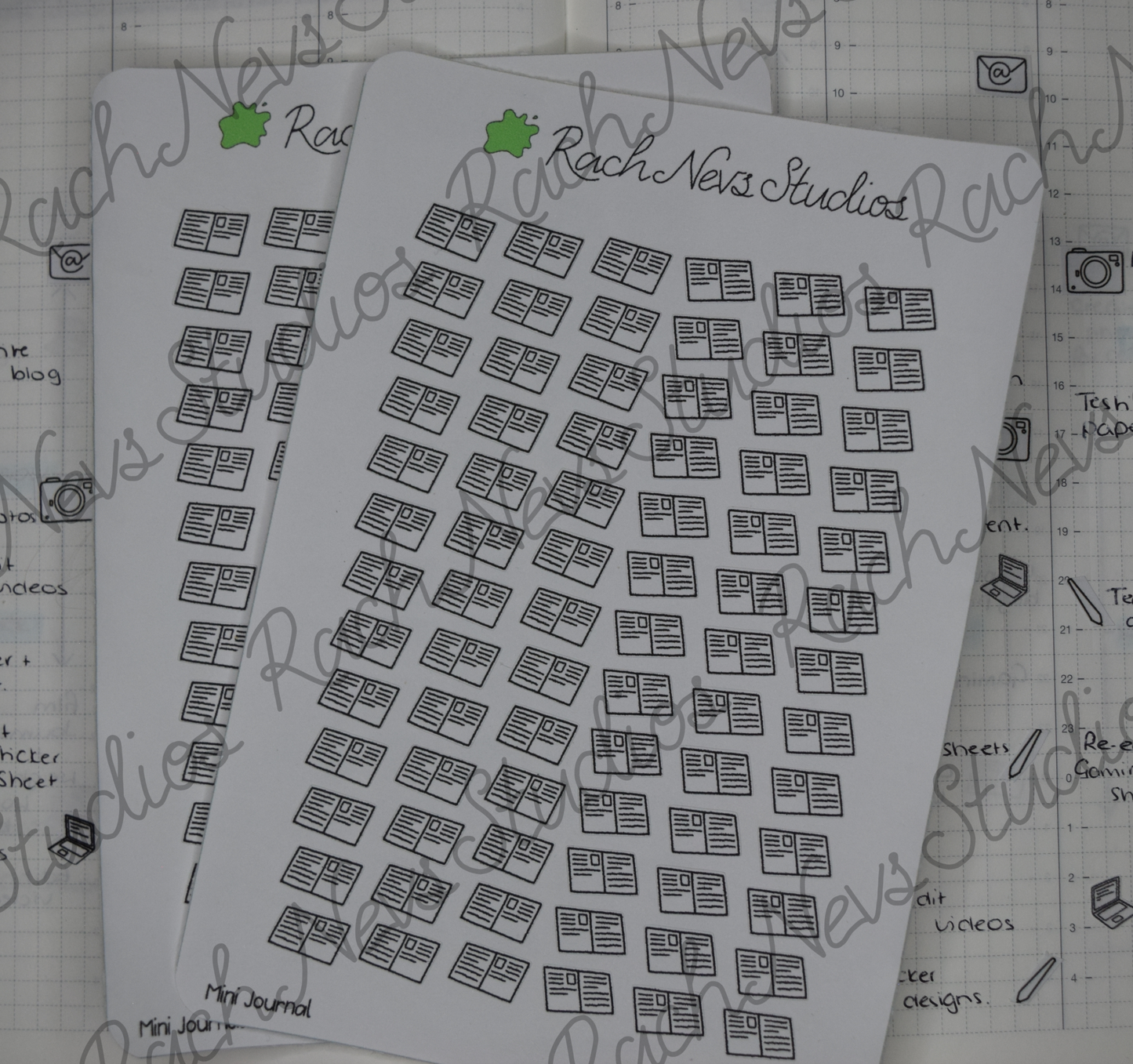 Journal/Book Mini Icon A6 Matte Paper Sticker Sheet