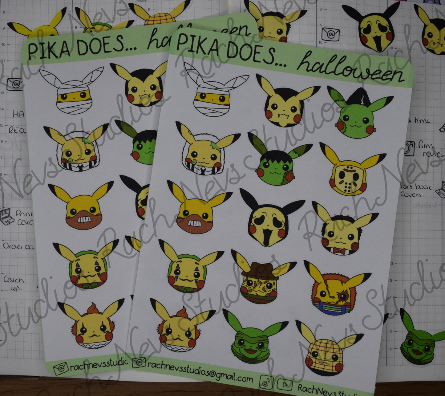 Pika Does...Halloween A6 Matte Paper Sticker Sheet