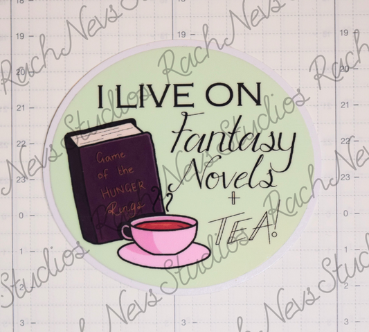 Fantasy and Tea - Individual Easy Peel Vinyl Sticker Glossy and Holographic