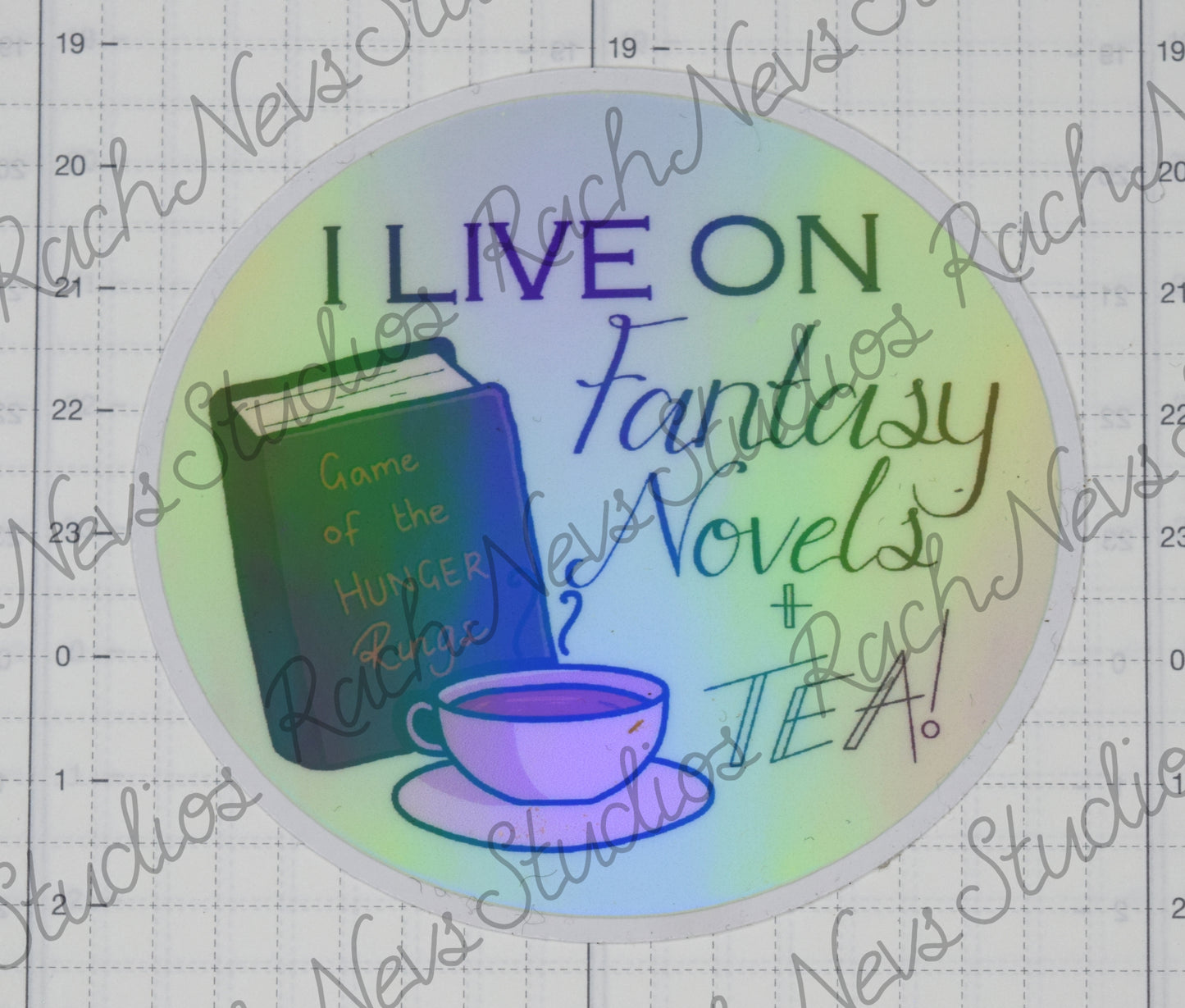 Fantasy and Tea - Individual Easy Peel Vinyl Sticker Glossy and Holographic