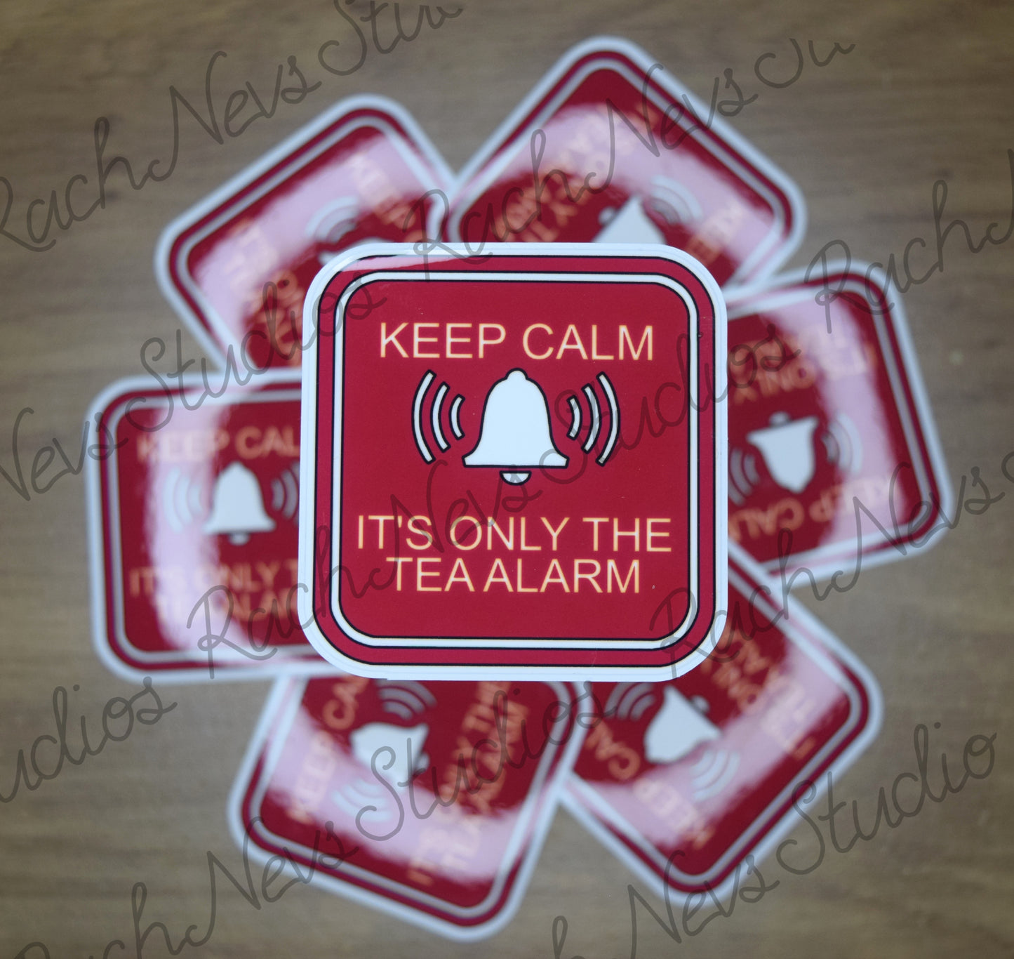 Keep Calm It's Only the Tea Alarm - Individual Easy Peel Vinyl Sticker Glossy and Holographic