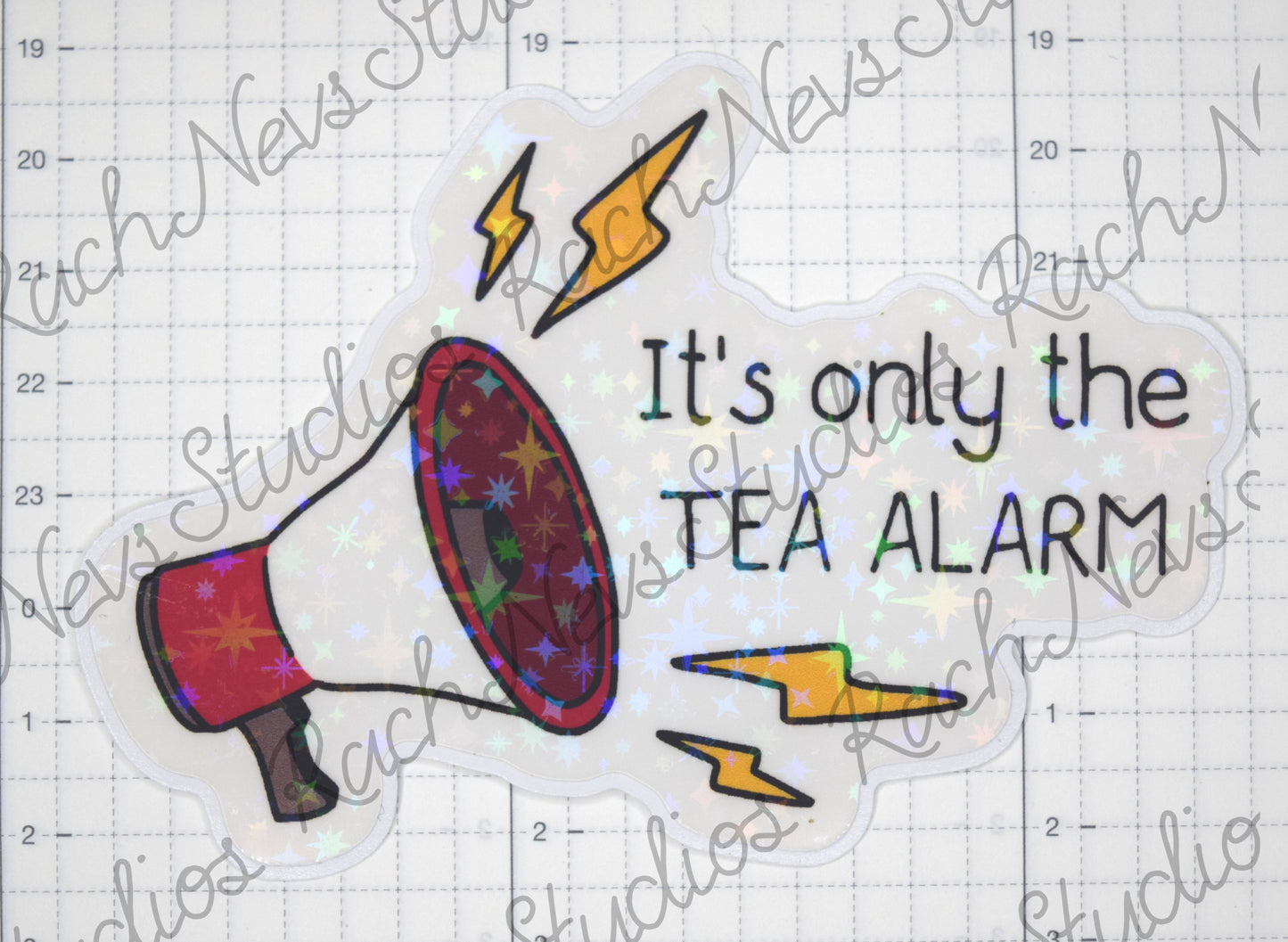 It's only the Tea Alarm - Individual Easy Peel Vinyl Sticker Glossy and Holographic