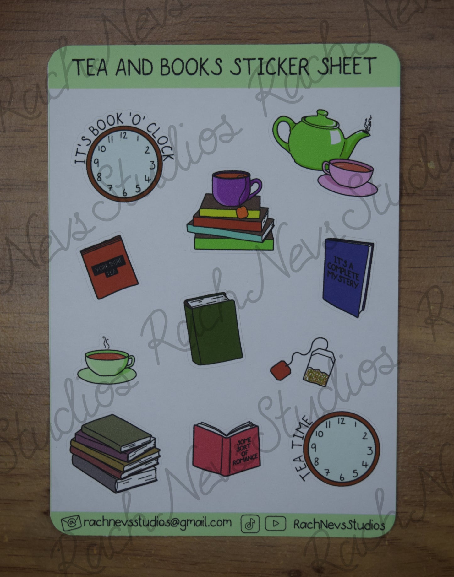 Tea and Books A6 Matte Paper Sticker Sheet