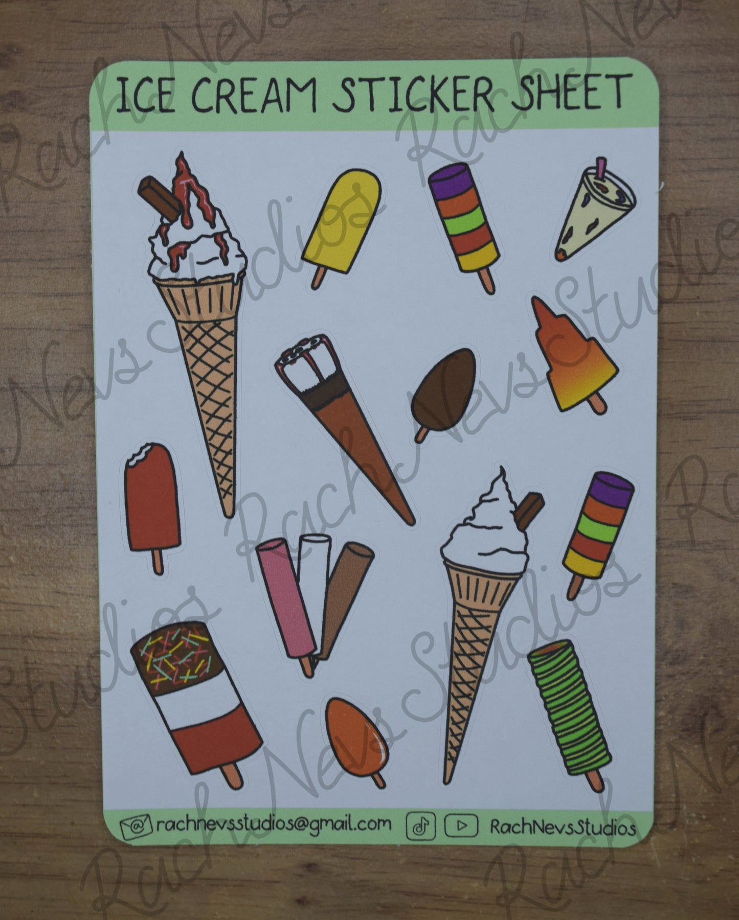 Ice Cream A6 Matte Paper Sticker Sheet
