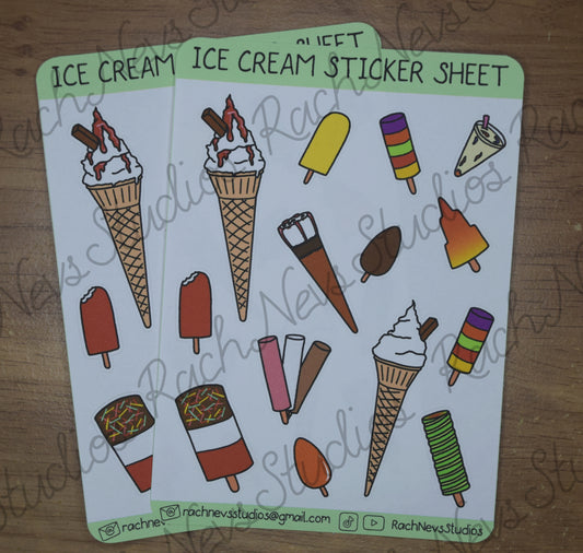 Ice Cream A6 Matte Paper Sticker Sheet