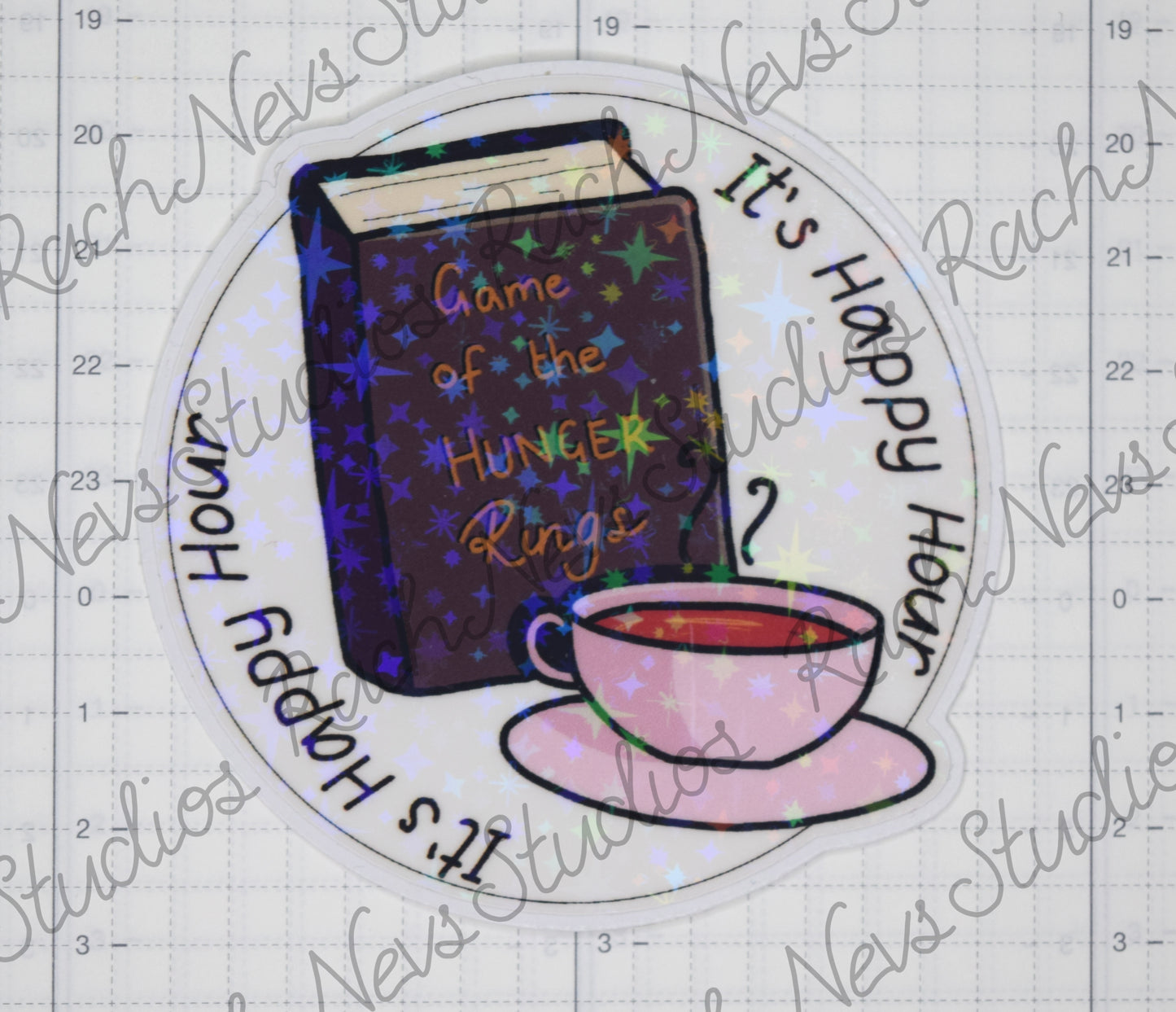 Happy Hour - Individual Easy Peel Vinyl Sticker Glossy and Holographic