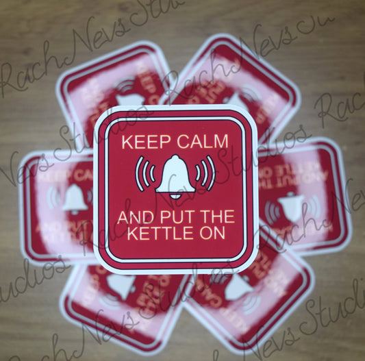 Keep Calm and Put the Kettle On - Individual Easy Peel Vinyl Sticker Glossy and Holographic