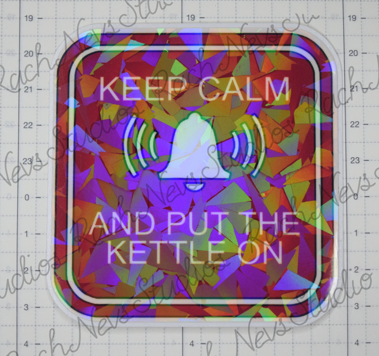 Keep Calm and Put the Kettle On - Individual Easy Peel Vinyl Sticker Glossy and Holographic